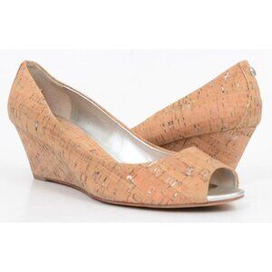Donald J Pliner Milli Women's 9.5M Cork Wedges Heels Peep Toe Almond Toe Slip On